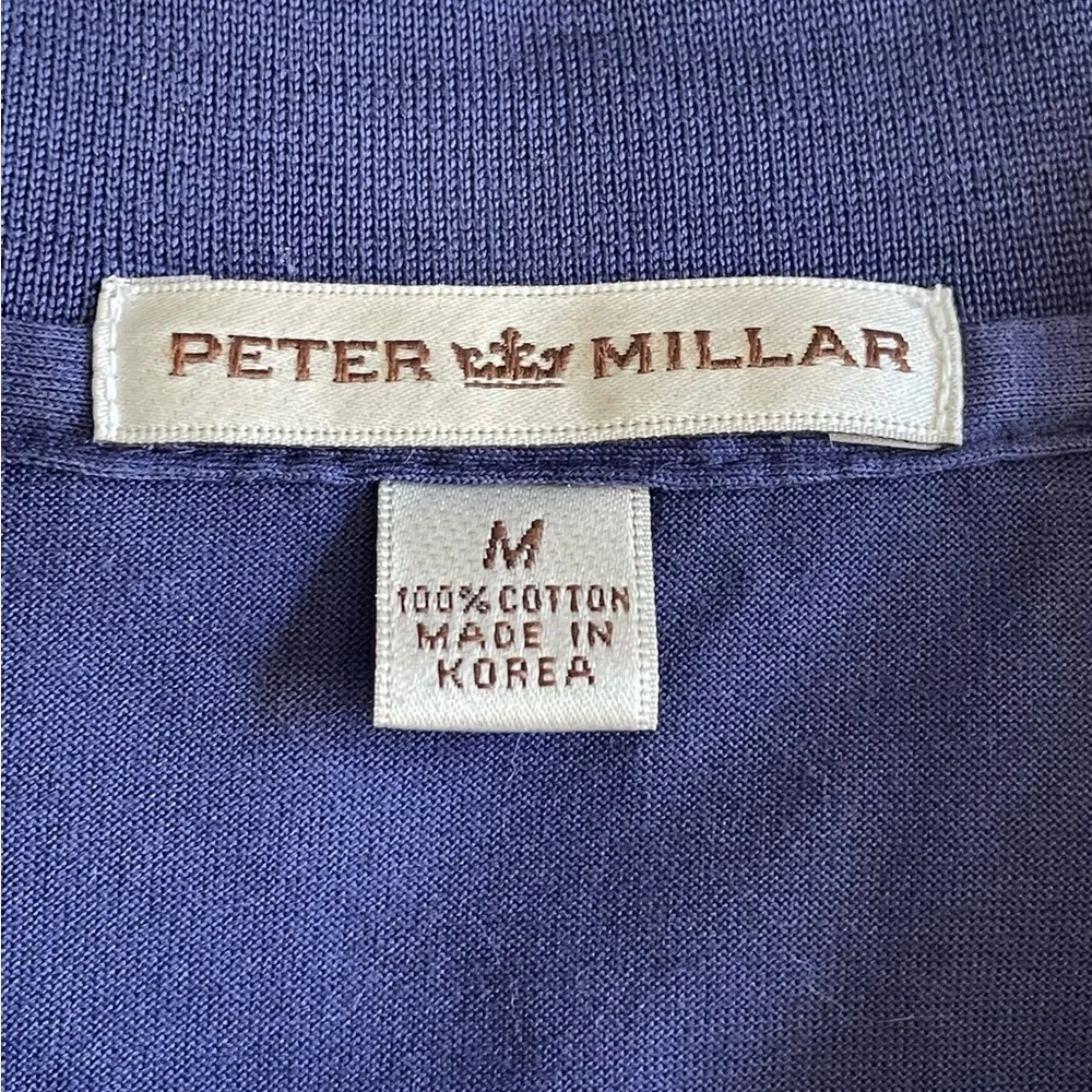 Men's Peter Millar Korea Blue Polo Shirt Golf Tee Medium 100% Cotton Hiking - Picture 4 of 8